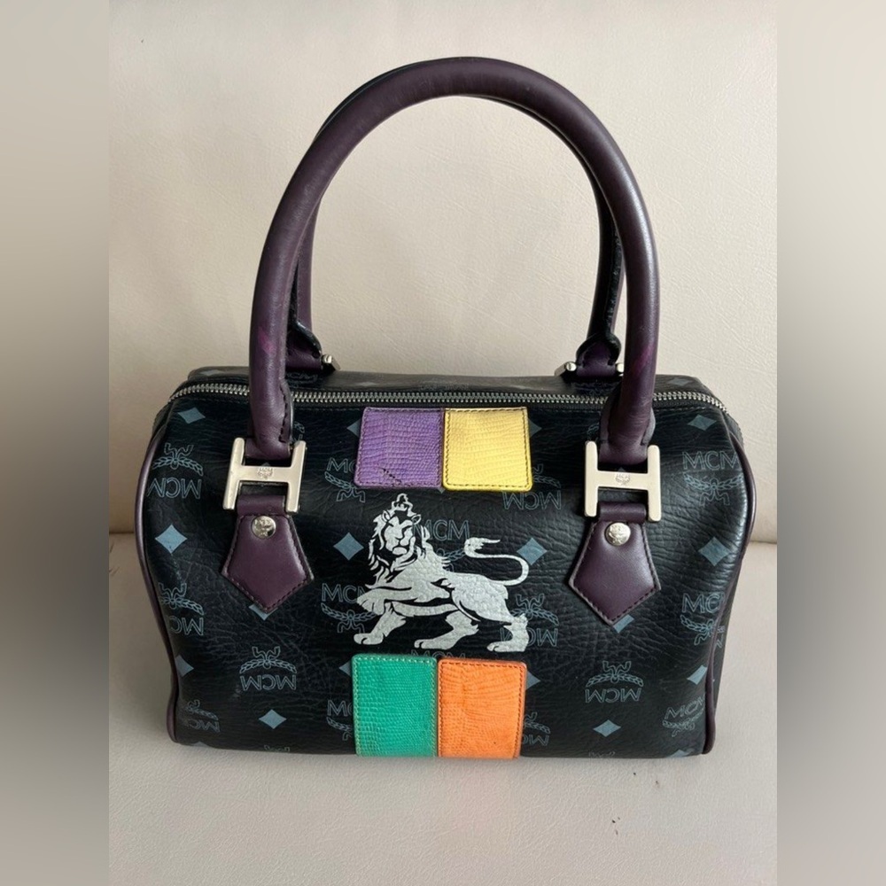 MCM Princess Visetos Coated Canvas Satchel with COA PRISTINE